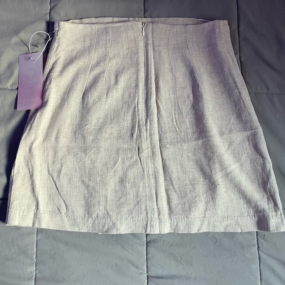 Fashion on Earth | Faux Wrap Lined Skirt Beige Buttons Linen Blend | NWT - Picture 3 of 11